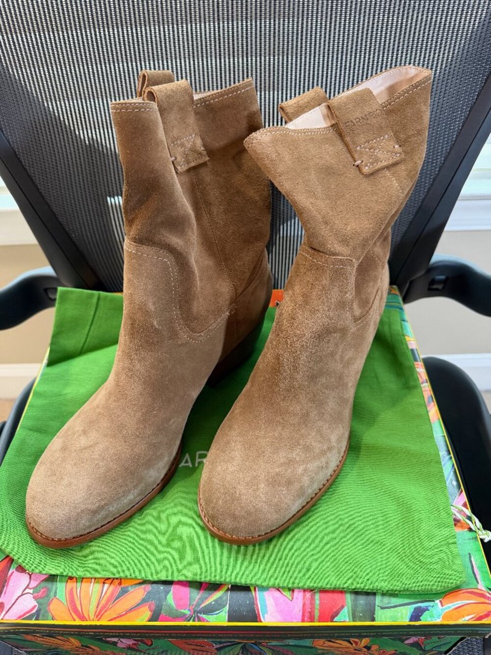 Farm Rio Soft Suede Boot Sand Size 9.5 With Box